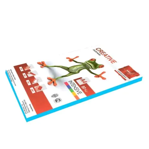 Цветная бумага A4 Creative Color односторонняя универсальная 80 г/кв.м 100 листов, голубая интенсив-0