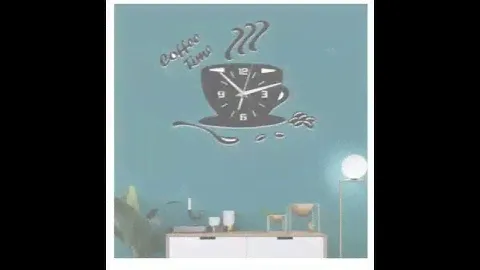 Coffee Cup Wall Clock Kitchen 3D Wooden Wall Clock Tea Cup Wall Clock,
