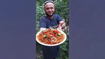 Жареный лагман, qovurma lag'mon #uzbekfood