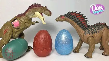 Hatching new Dinosaur Eggs with Jurassic World Dinosaur Fun Video!
