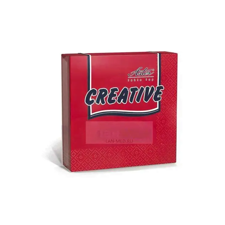 Салфетки бумажные красные 3-слойные Aster Creative 24x24 см, 20 штук в упаковке-0